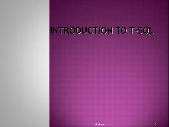 introduction to t sql
