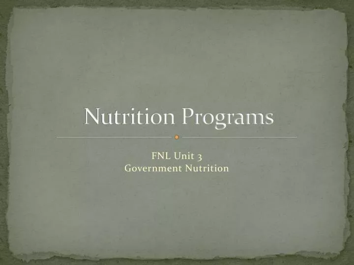 nutrition programs