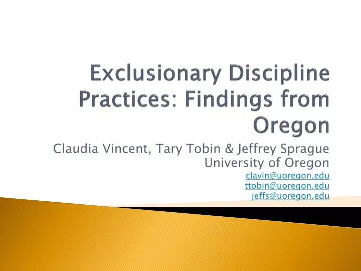 exclusionary discipline practices findings from oregon