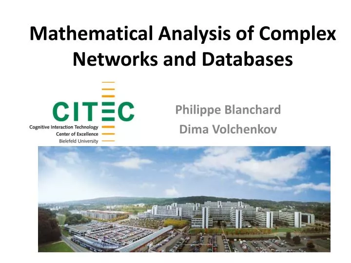 mathematical analysis of complex networks and databases