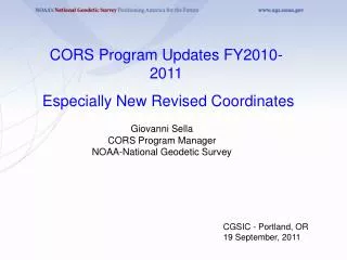 Giovanni Sella CORS Program Manager NOAA-National Geodetic Survey