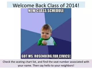 Welcome Back Class of 2014!