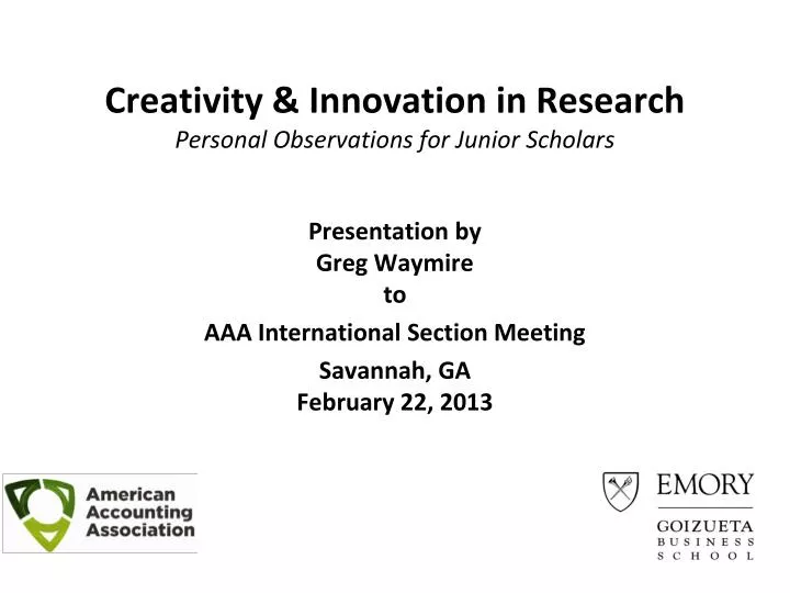 creativity innovation in research personal observations for junior scholars