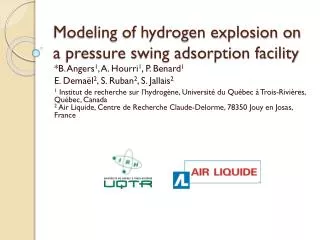 Modeling of hydrogen explosion on a pressure swing adsorption facility