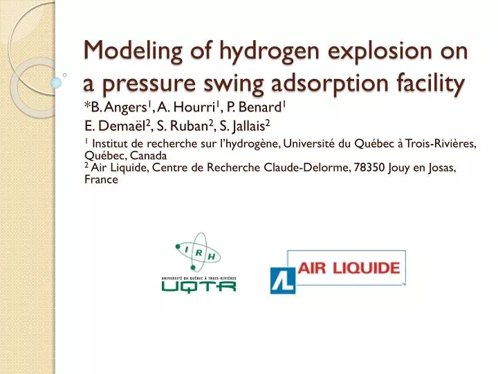 modeling of hydrogen explosion on a pressure swing adsorption facility