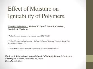 Effect of Moisture on Ignitability of Polymers.