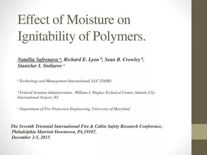 effect of moisture on ignitability of polymers