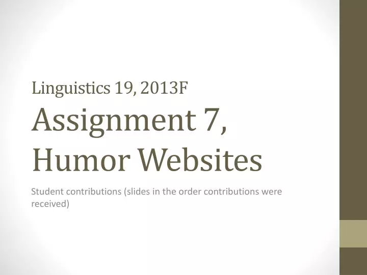 linguistics 19 2013f assignment 7 humor websites