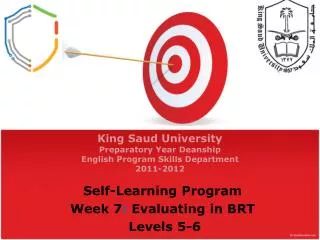 King Saud University Preparatory Year Deanship English Program Skills Department 2011-2012