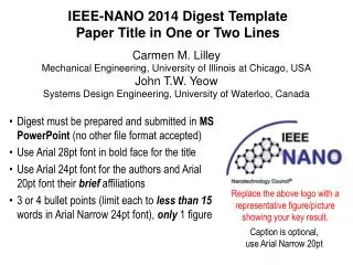IEEE-NANO 2014 Digest Template Paper Title in One or Two Lines