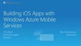 Building iOS Apps with Windows Azure Mobile Services