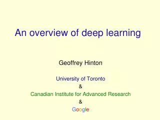 An overview of deep learning