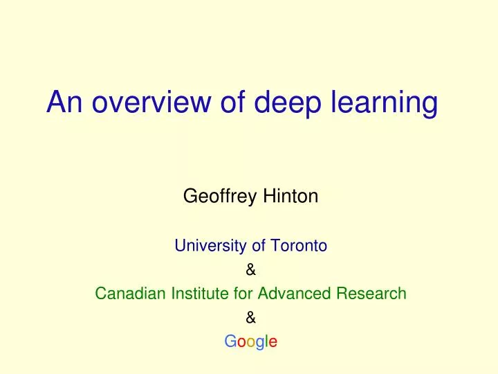 an overview of deep learning