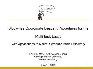 Blockwise Coordinate Descent Procedures for the Multi -task Lasso