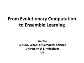 From Evolutionary Computation to Ensemble Learning