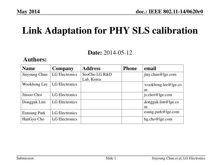 link adaptation for phy sls calibration