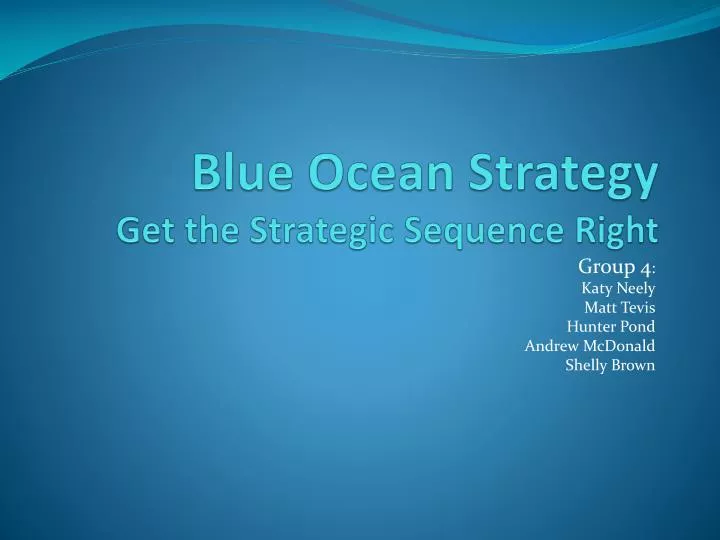 blue ocean strategy get the strategic sequence right