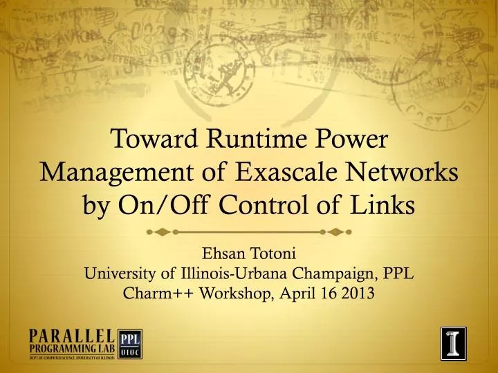 toward runtime power management of exascale networks by on off control of links