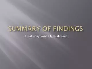 Summary Of Findings