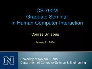 Course Syllabus January 21, 2014