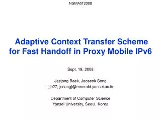 Adaptive Context Transfer Scheme for Fast Handoff in Proxy Mobile IPv6