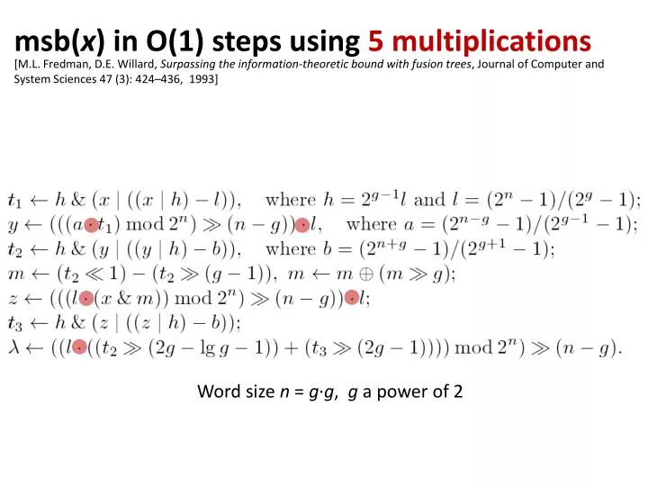 msb x in o 1 steps using 5 multiplications
