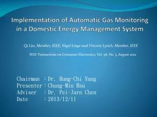 Implementation of Automatic Gas Monitoring in a Domestic Energy Management System