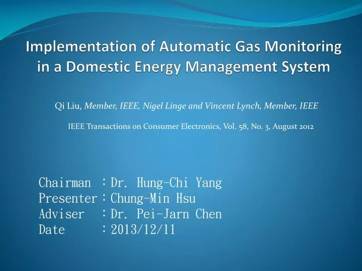 implementation of automatic gas monitoring in a domestic energy management system