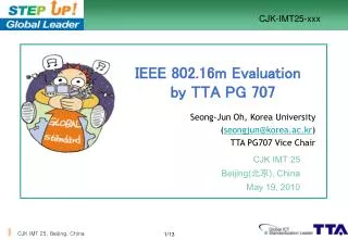 IEEE 802.16m Evaluation by TTA PG 707