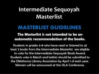 The Masterlist is not intended to be an automatic recommendation of the books.