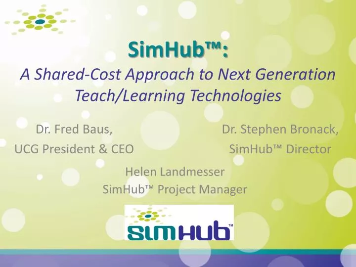 simhub a shared cost approach to next generation teach learning technologies