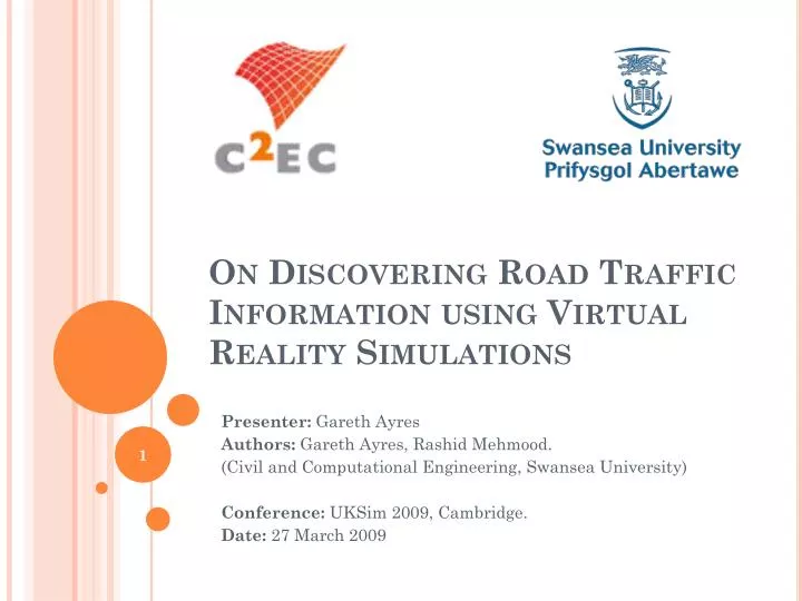 on discovering road traffic information using virtual reality simulations