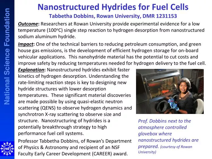 nanostructured hydrides for fuel cells tabbetha dobbins rowan university dmr 1231153