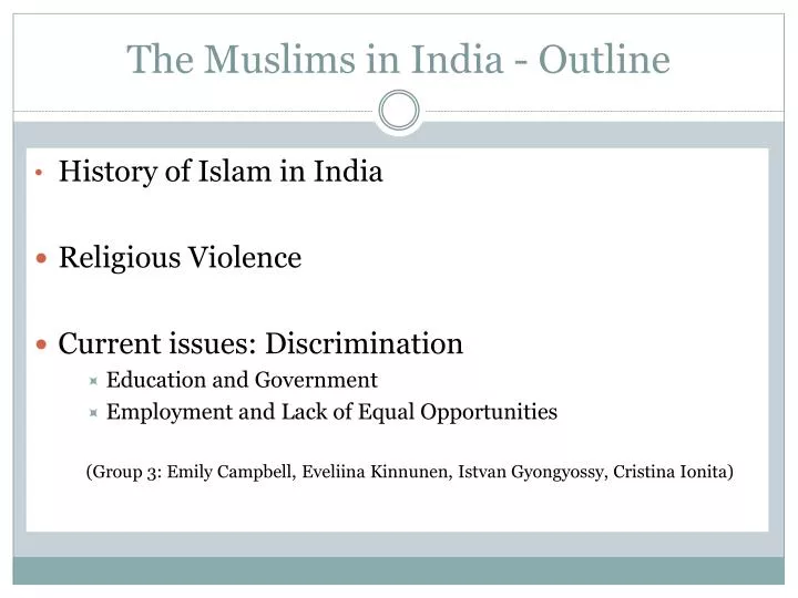 the muslims in india outline