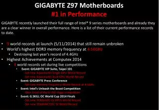 GIGABYTE Z97 Motherboards #1 in Performance