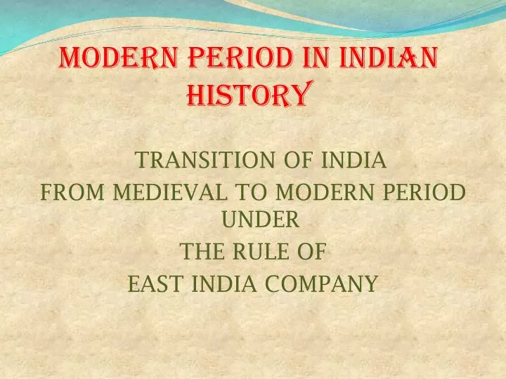 modern period in indian history