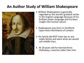 An Author Study of William Shakespeare