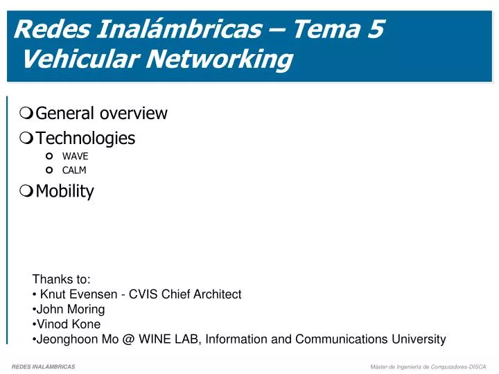 redes inal mbricas tema 5 vehicular networking