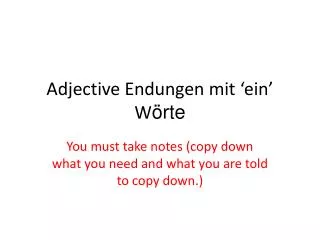 adjective endungen mit ein w rte