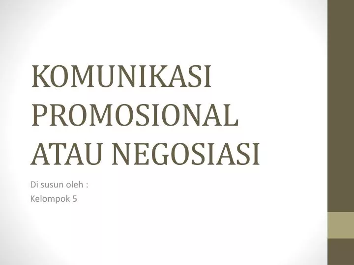 komunikasi promosional atau negosiasi