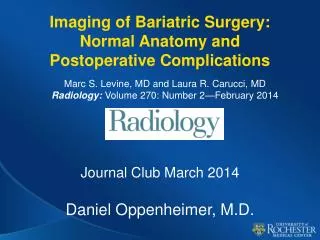 Imaging of Bariatric Surgery: Normal Anatomy and Postoperative Complications