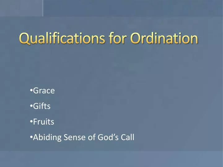 qualifications for ordination