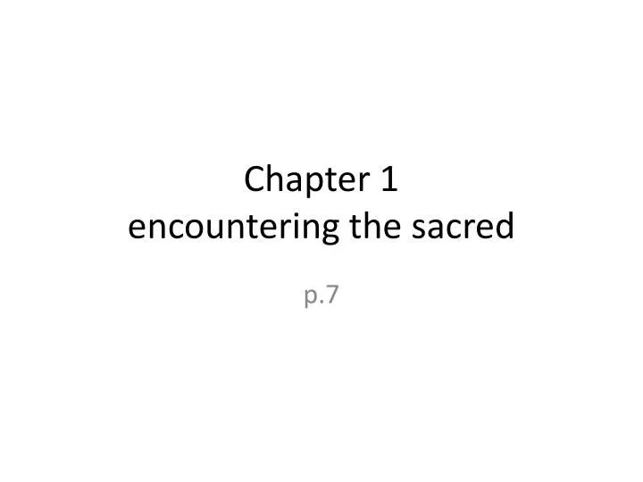 chapter 1 encountering the sacred