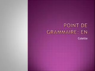 point de grammaire en