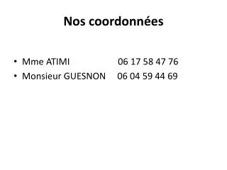 nos coordonn es