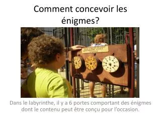 comment concevoir les nigmes