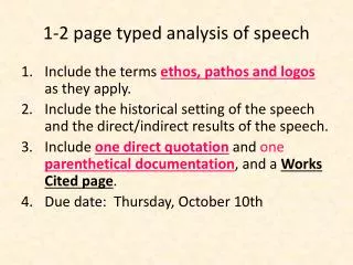 1-2 page typed analysis of speech
