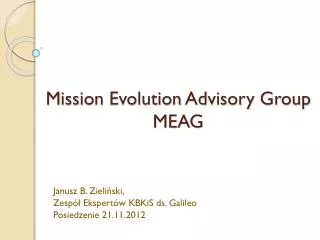 Mission Evolution Advisory Group MEAG