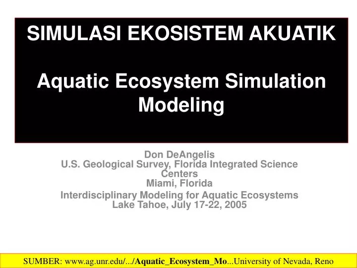 simulasi ekosistem akuatik aquatic ecosystem simulation modeling