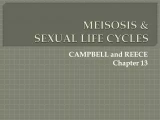 MEISOSIS &amp; SEXUAL LIFE CYCLES
